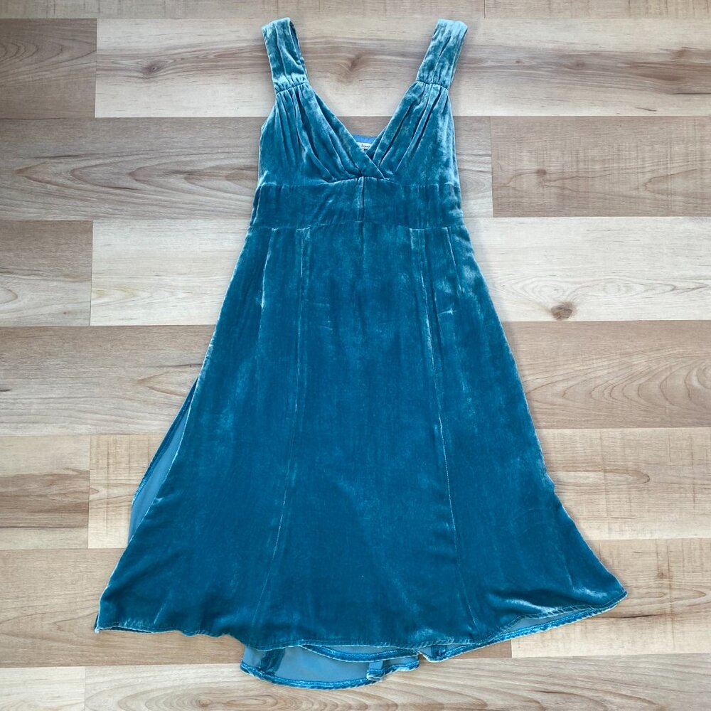 Vintage Nanette Lepore Velvet Empire Waist Dress Teal Size 10 Fairy Whimsy